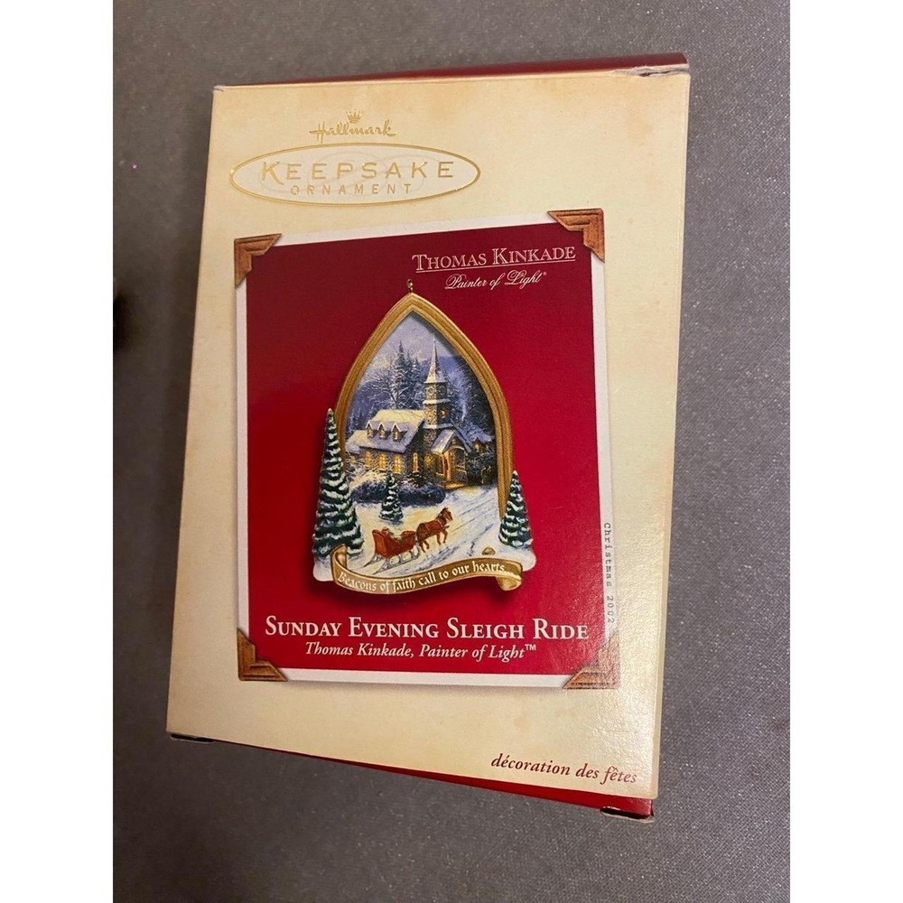 Hallmark 2002 Vintage Thomas Kinkade Ornament Sunday Evening Sleigh Ride SKU2